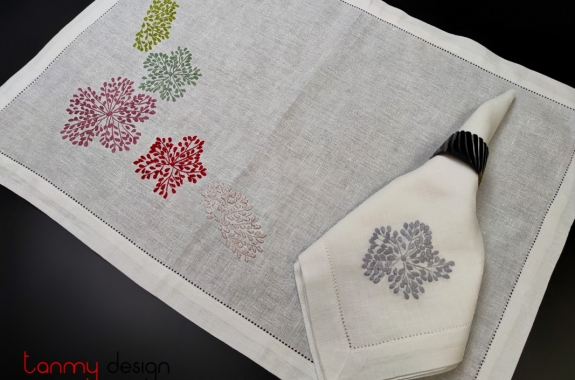 Placemat & napkin set - firework embroidery